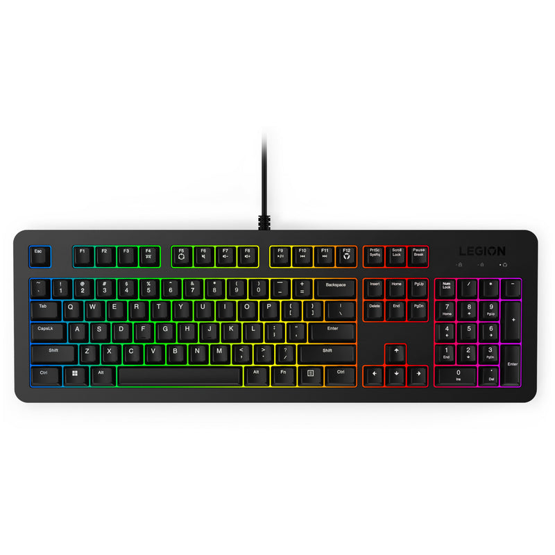 Tastiera da gioco Lenovo legion k310 rgb (nera, layout americano (qwerty), membrana, 100%, interruttore a membrana, rgb, USB)