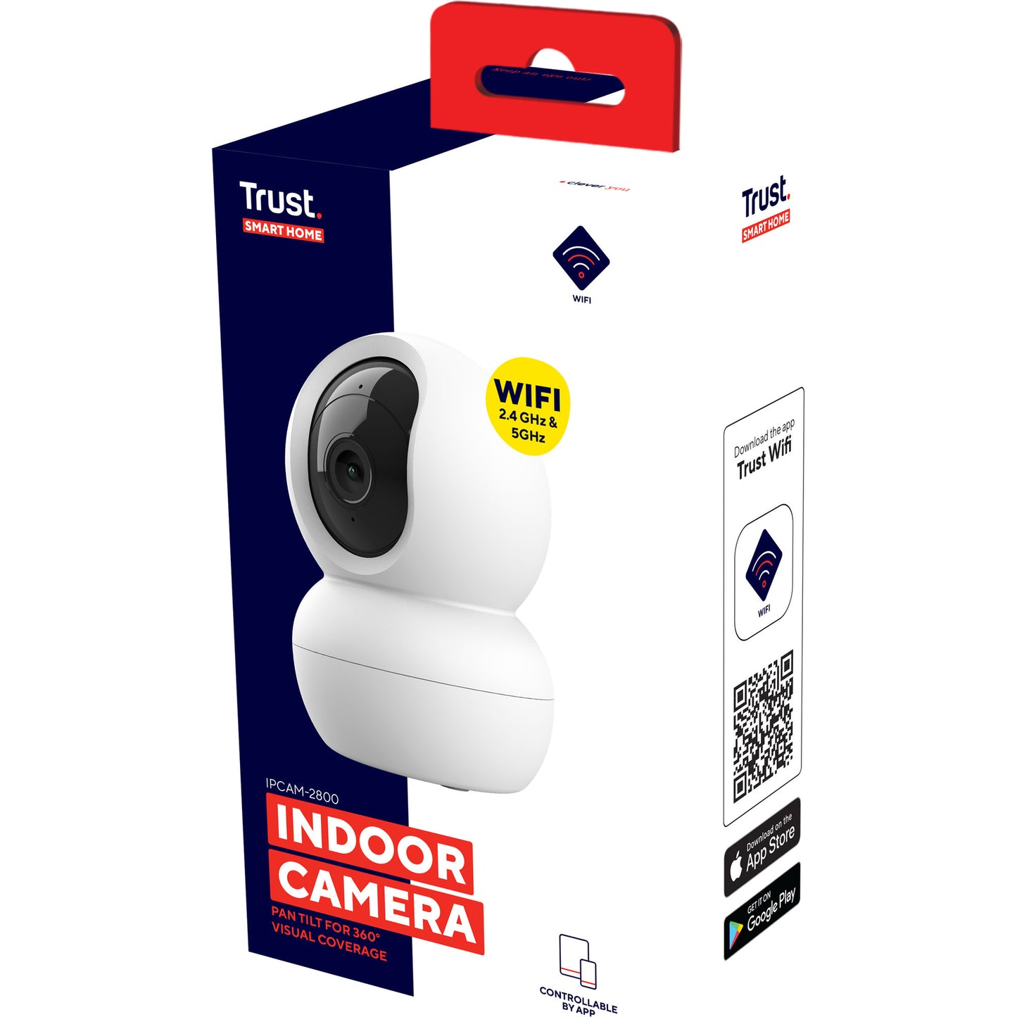 Trust telecamera di sicurezza ipcam-2800 a 360° (bianco, WiFi da 2,4 o 5 GHz)