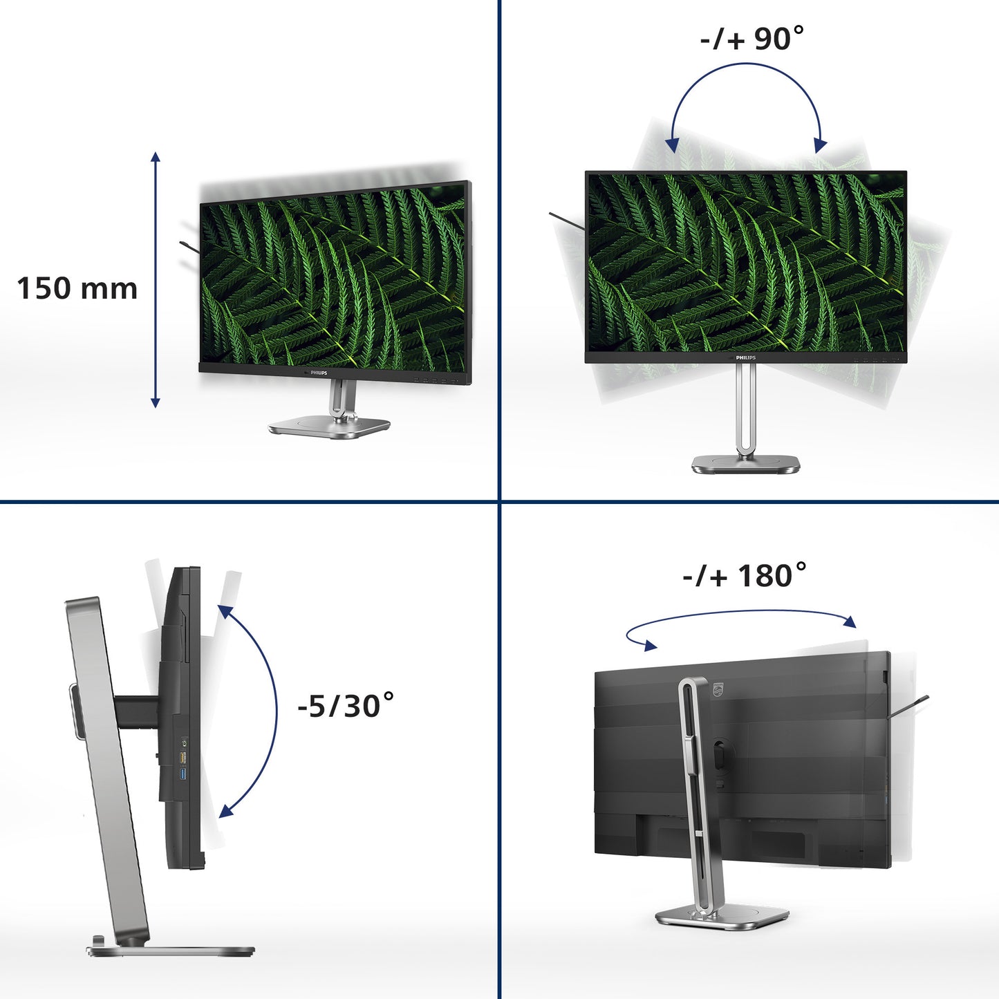 Monitor Philips 24b2g5200 23,8 (argento nero, VGA, HDMI, porta display, USB, audio, 100 Hz)