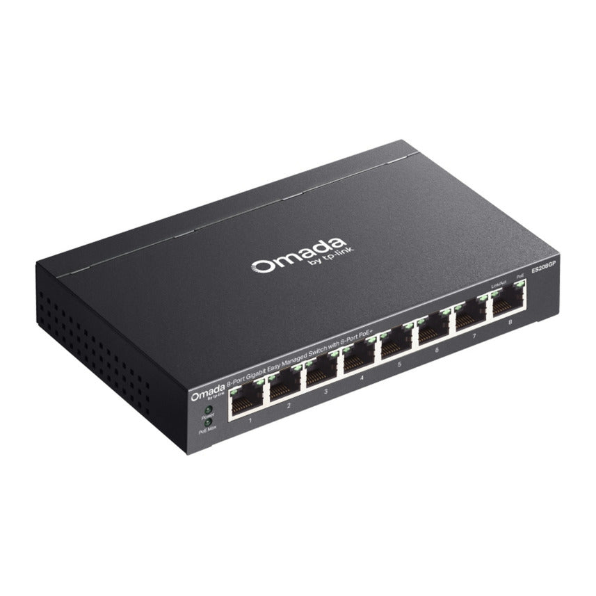 Tp-link omada es208gp 8-port gigabit easy managed switch (black, 8x poe+)