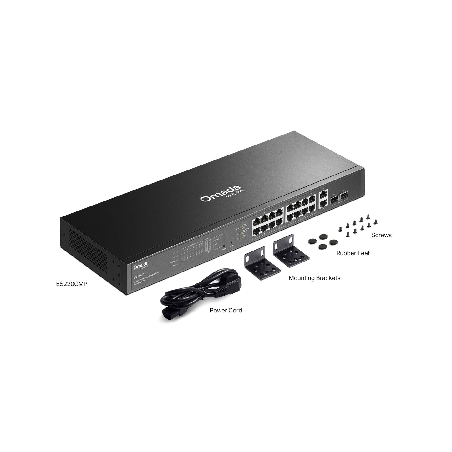 Tp-link omada es220gmp Switch Gigabit Easy Managed a 20 porte (nero, 16x poe+, 2x gigabit sfp)