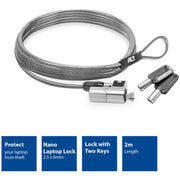 Act connectivity nano laptopslot met sleutels diefstalbeveiliging (grijs, 2 meter) - afbeelding 2