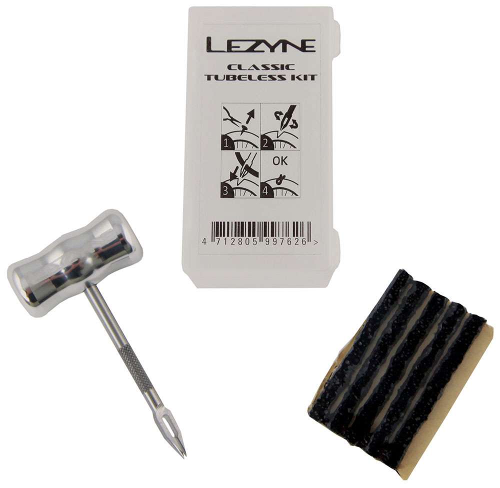 Lezyne kit de reparación classic tubeless kit 5x tiras de goma para tapones de neumáticos - plateado