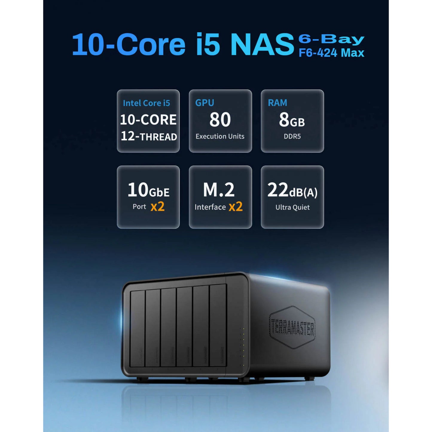 Terramaster f6-424 max nas (nero, 2x 10GBe, USB, HDMI)