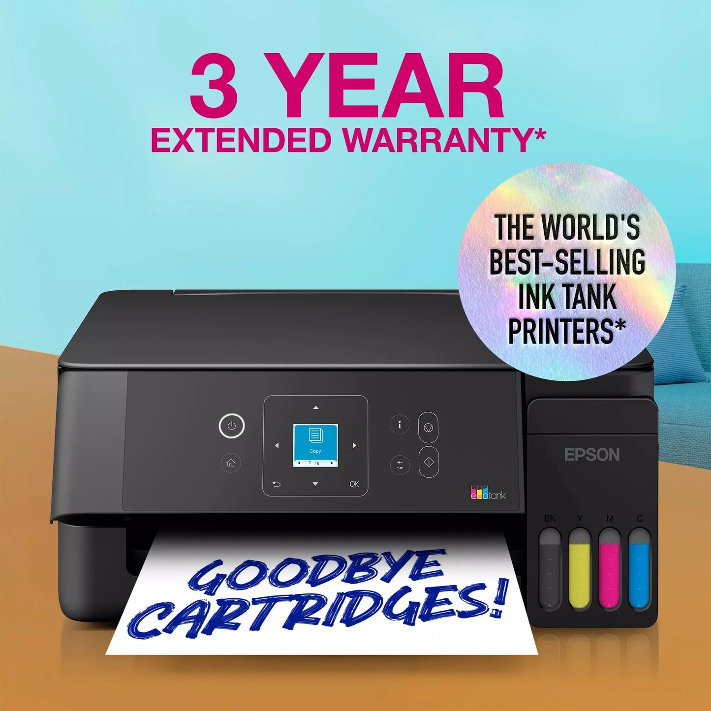 Impresora de inyección de tinta todo en uno epson ecotank et-2922 (negro, escanear, copiar, wi-fi, incluye hasta 3 años de tinta, c11cl63416)