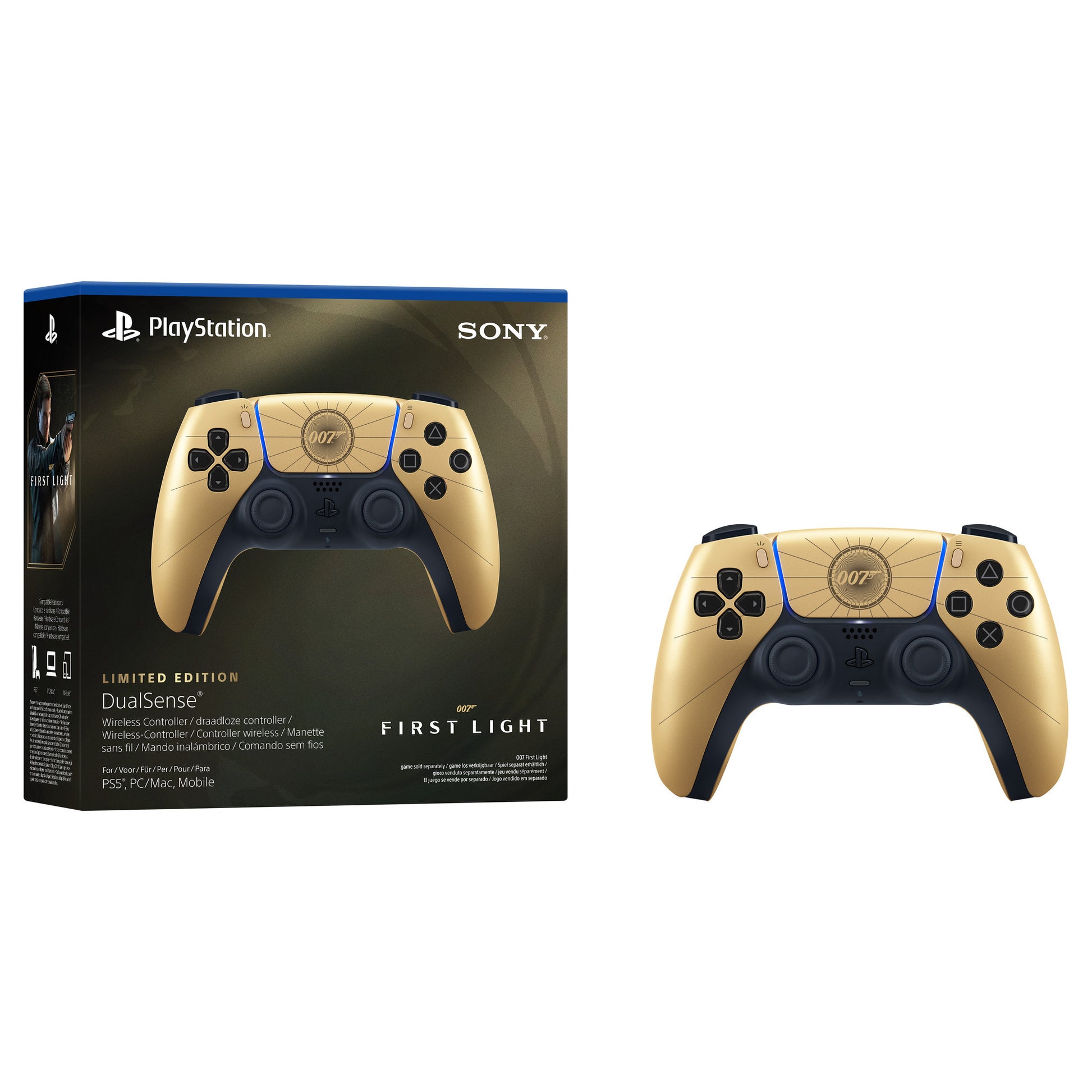 Controller wireless dualsense per intrattenimento interattivo Sony – 007 first light edizione limitata (oro nero, per PlayStation 5)