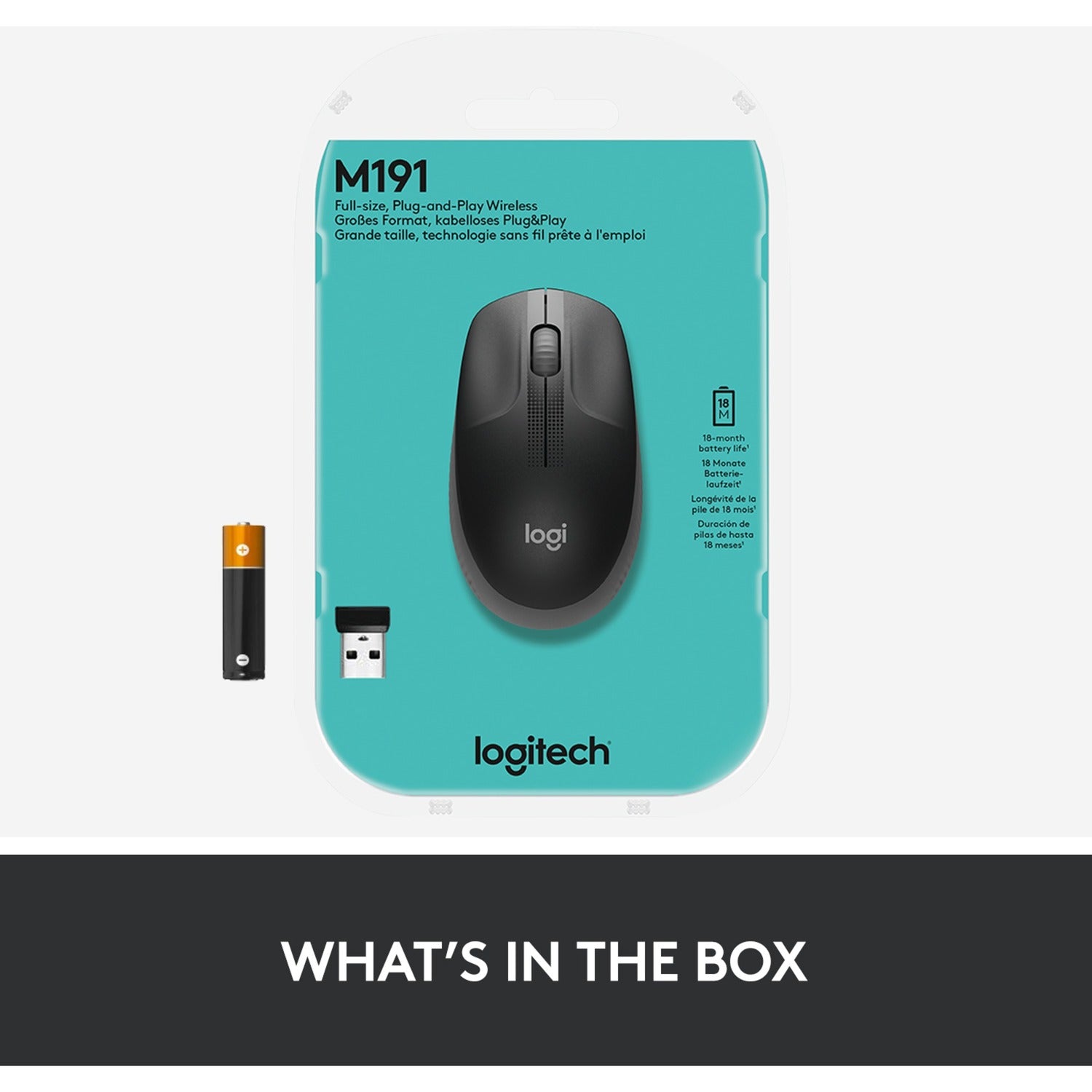 Logitech M190 Mouse wireless full-size