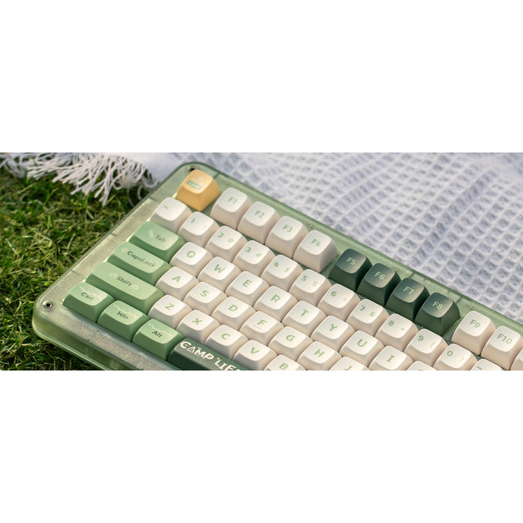 Iqunix zx75 camping wireless mechanical keyboard (groen, us lay-out (qwerty), cherry mx silent red, 75%, rgb leds, hot-swappable, double-shot pbt, 2.4ghz | bluetooth 5.1 | usb-c)