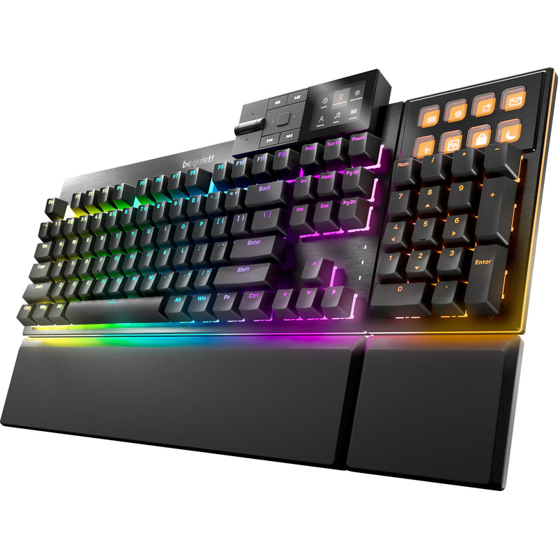 Silenzio! tastiera da gioco meccanica tattile rgb silenziosa con montaggio scuro (nera, layout us (qwerty), tattile silenziosa, 100%, argb, copritasti pbt double-shot, dock multimediale)