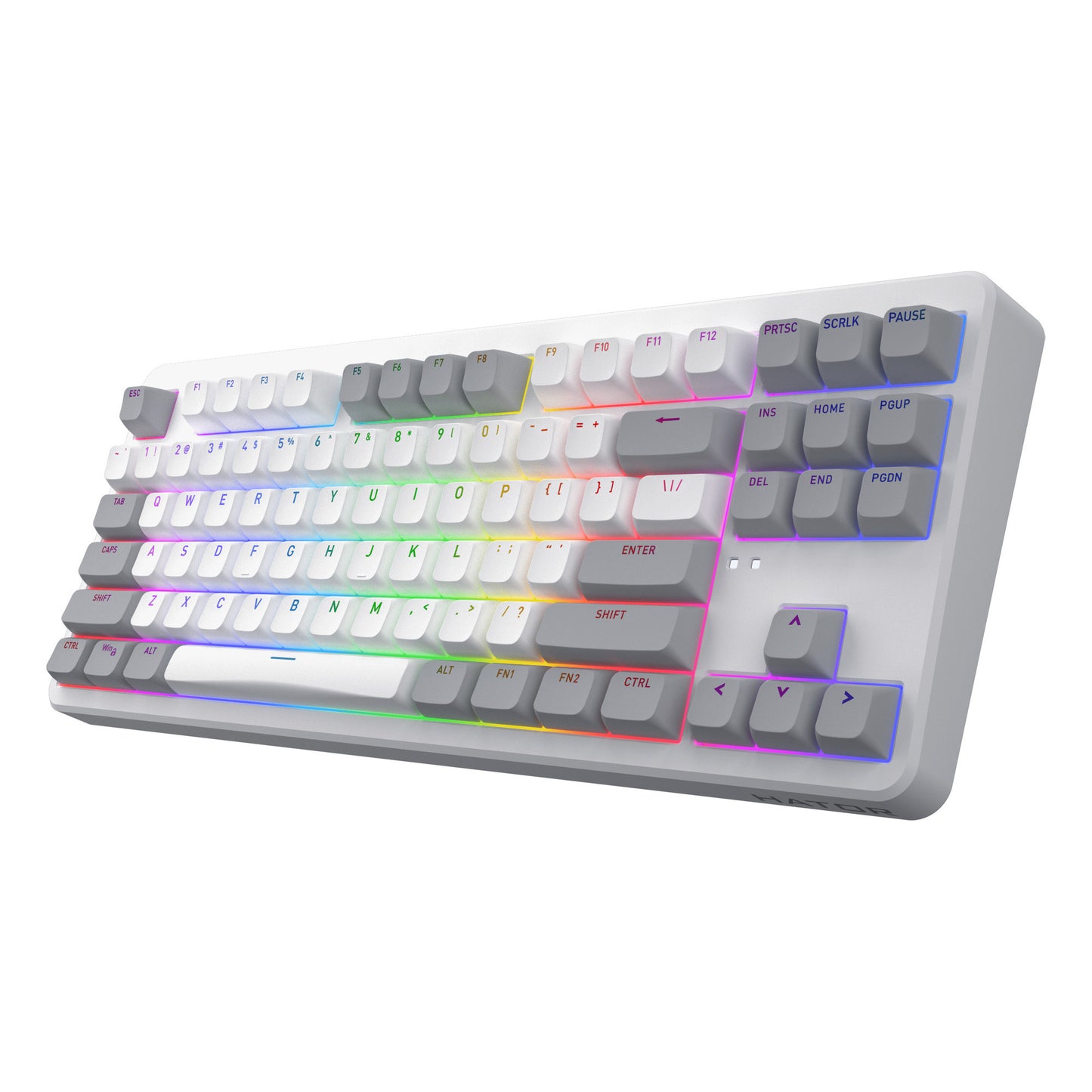 Hator rockfall 3 tkl inalámbrico, teclado para juegos (blanco, diseño estadounidense, hator aurum orange, rgb, teclas pbt, hotswap, bluetooth usb-c de 2,4 ghz)