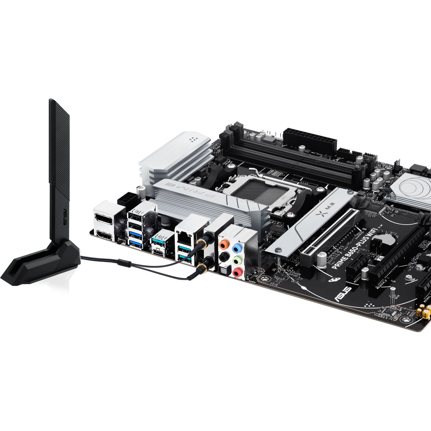 Scheda madre Asus Prime B650-Plus WiFi Socket AM5 (nero argento, RAID, 2.5GB-LAN, WiFi 6e, BT 5.3, audio, ATX)