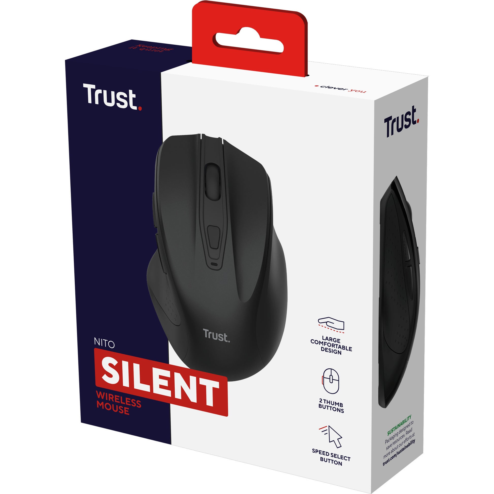 Ratón inalámbrico silencioso Trust nito (negro, 800 - 2200 ppp)