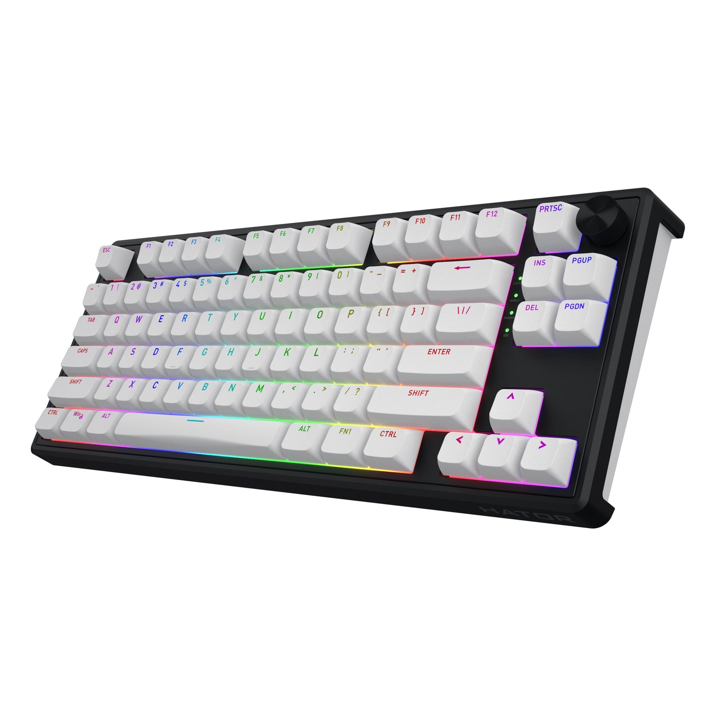 Hator skyfall wireless, tastiera da gioco (nera, layout americano, hator aurum lemon, 80% (tkl), rgb, double shot abs, hot-swap, bluetooth usb-c da 2,4 ghz)
