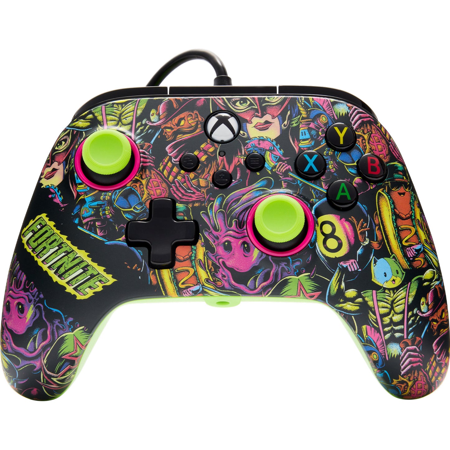 Controller Powera Advantage con cavo per xbox serie x|s - fortnite: Glow (neon green, xbox series x|s, xbox one, PC)