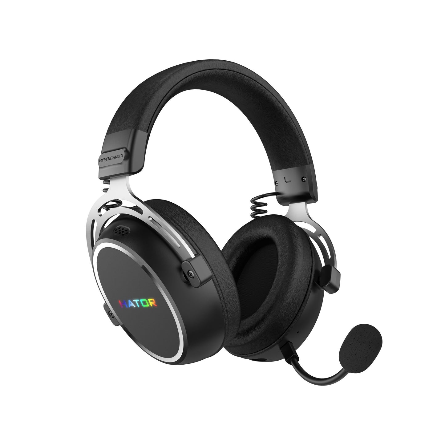 Auriculares supraaurales inalámbricos para juegos Hator Hypergang 3 (negro, RGB, Bluetooth USB de 2,4 GHz)