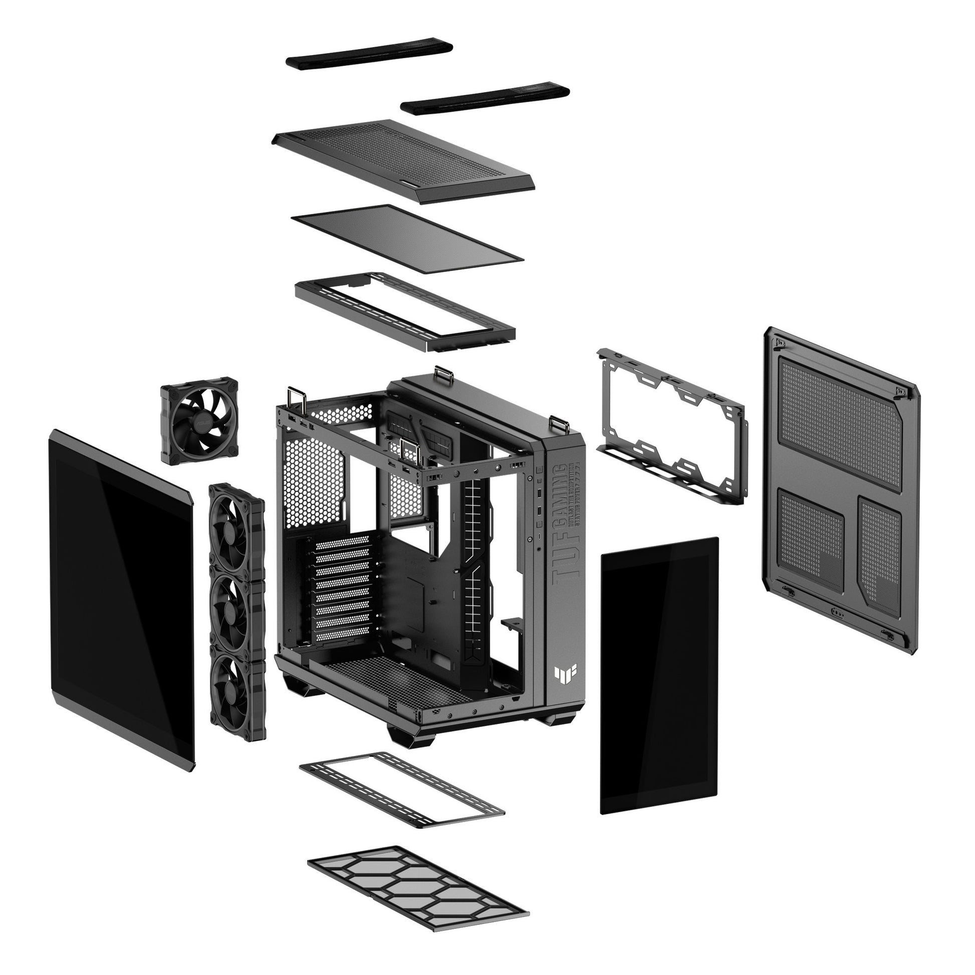 Custodia midi tower Asus tuf gaming gt502 Horizon Argb (nero | 3x USB-A | 1x USB-C | vetro temperato)