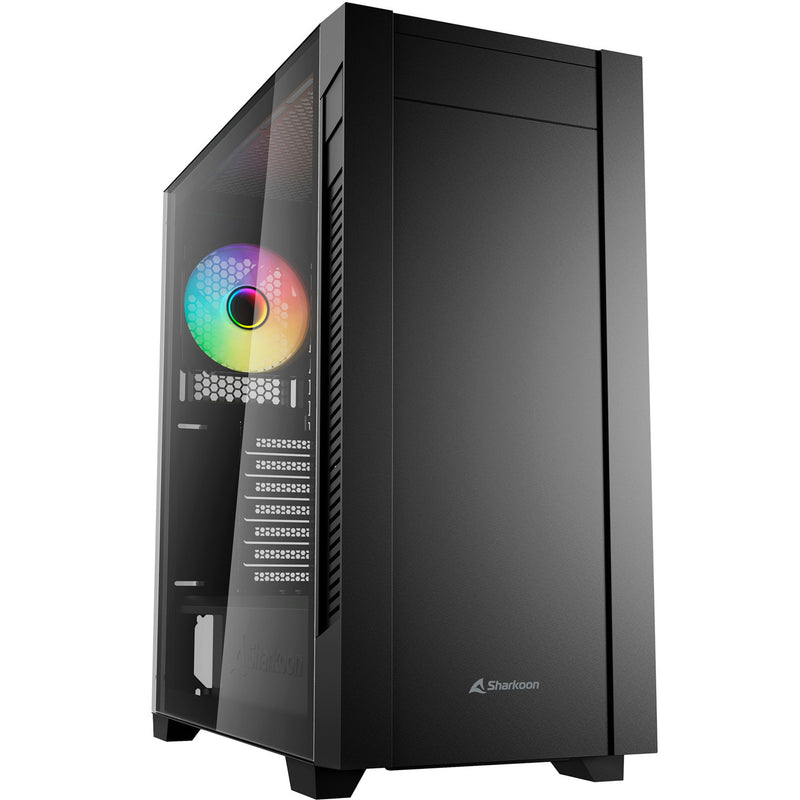 Custodia midi tower Sharkoon s25-w2 argb (nera | 2x USB-A | 1x USB-C | RGB | vetro temperato)