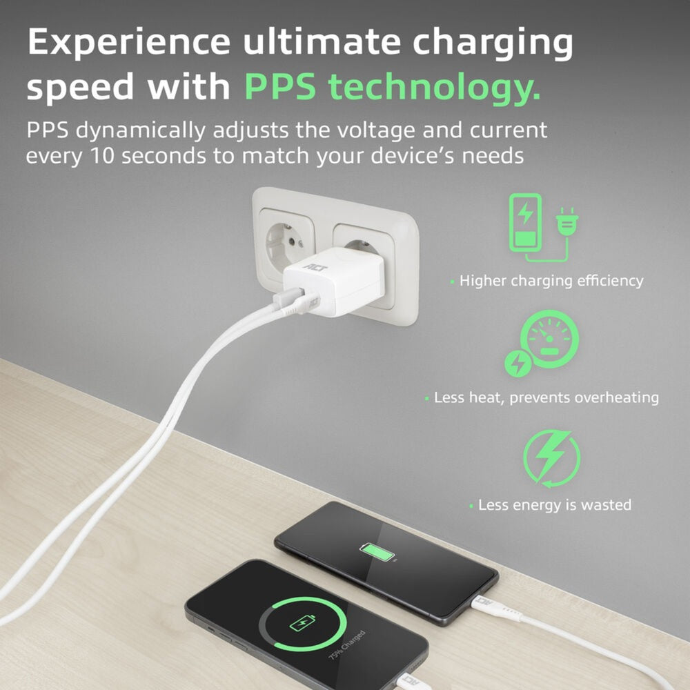 Connettività ACT USB-C USB-A Caricatore 20W con consegna PPP, Quin