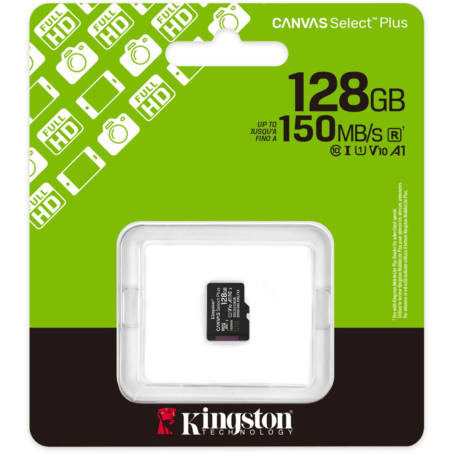 Kingston Canvas Select Plus Tarjeta de memoria MicroSDXC de 128 GB (negra, UHS-I U1, Clase 10, V10)
