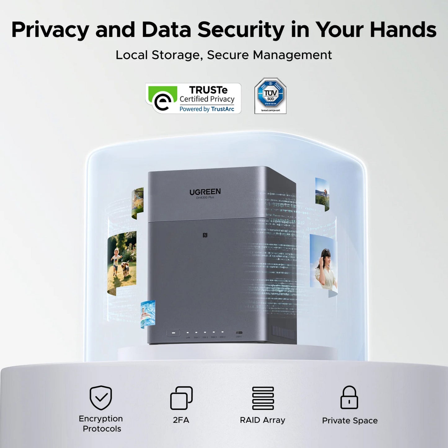 Ugreen nasync dh4300 plus (grijs, 1x 2,5gbe, hdmi, usb-c)