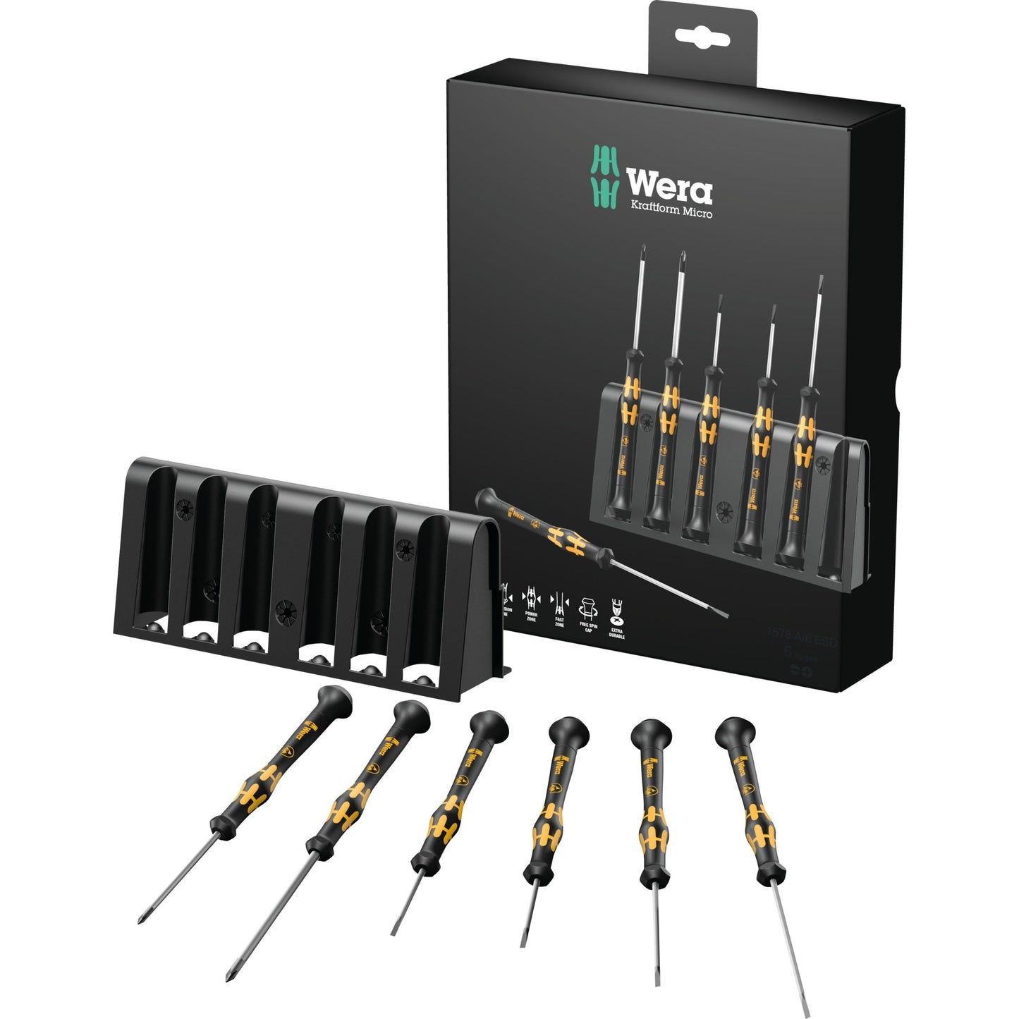 Set di cacciavite Micro ESD Wera con rack