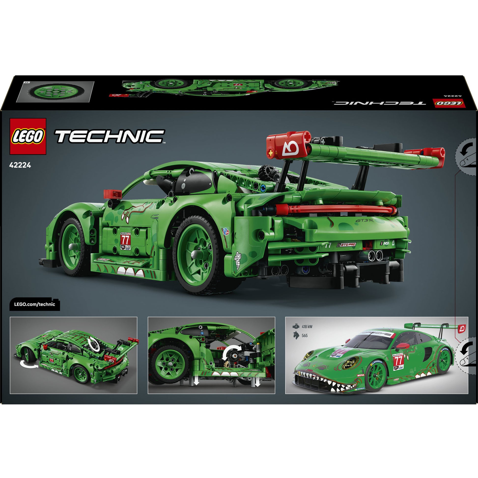 Lego technic 42224 porsche 911 gt3 r rexy ao coche de carreras