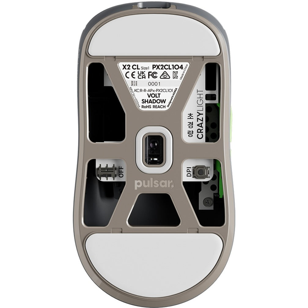 Mouse da gioco Pulsar x2 Crazylight - Volt Shadow (grigio verde, 32.000 dpi, 8000 Hz)