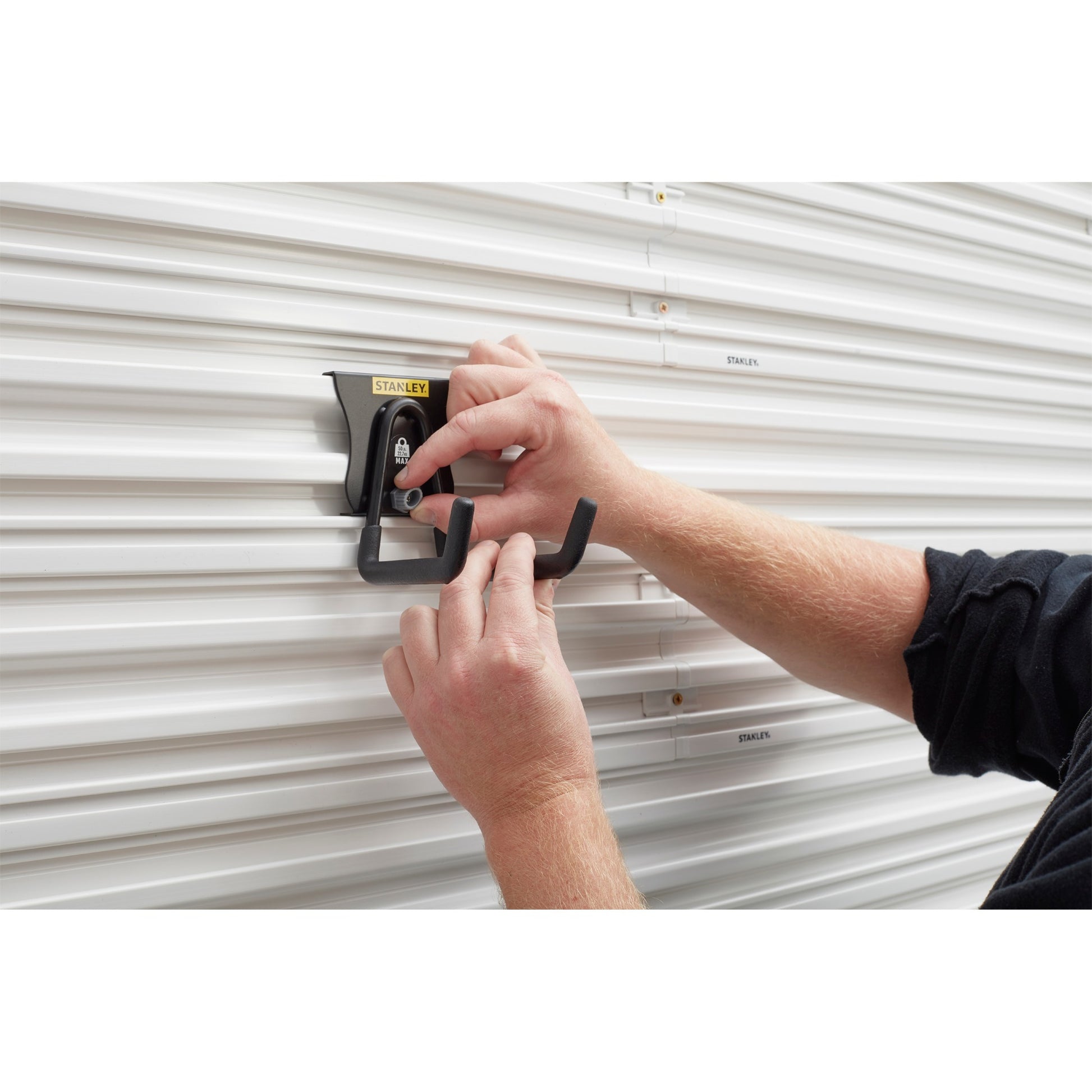 Stanley track wall - universele haak medium houder (zwart)