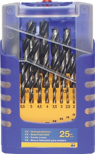 Set di punte elicoidali per legno Fisch-tools | 25 pezzi | D. Passo 0,5 mm 1-13 mm | acciaio al cromo vanadio | 1 pezzo - 0120025k01 - 0120025k01
