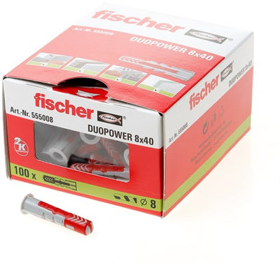 Fischer duopower | enchufes universales | 8x40 mm - 100 piezas - 535455