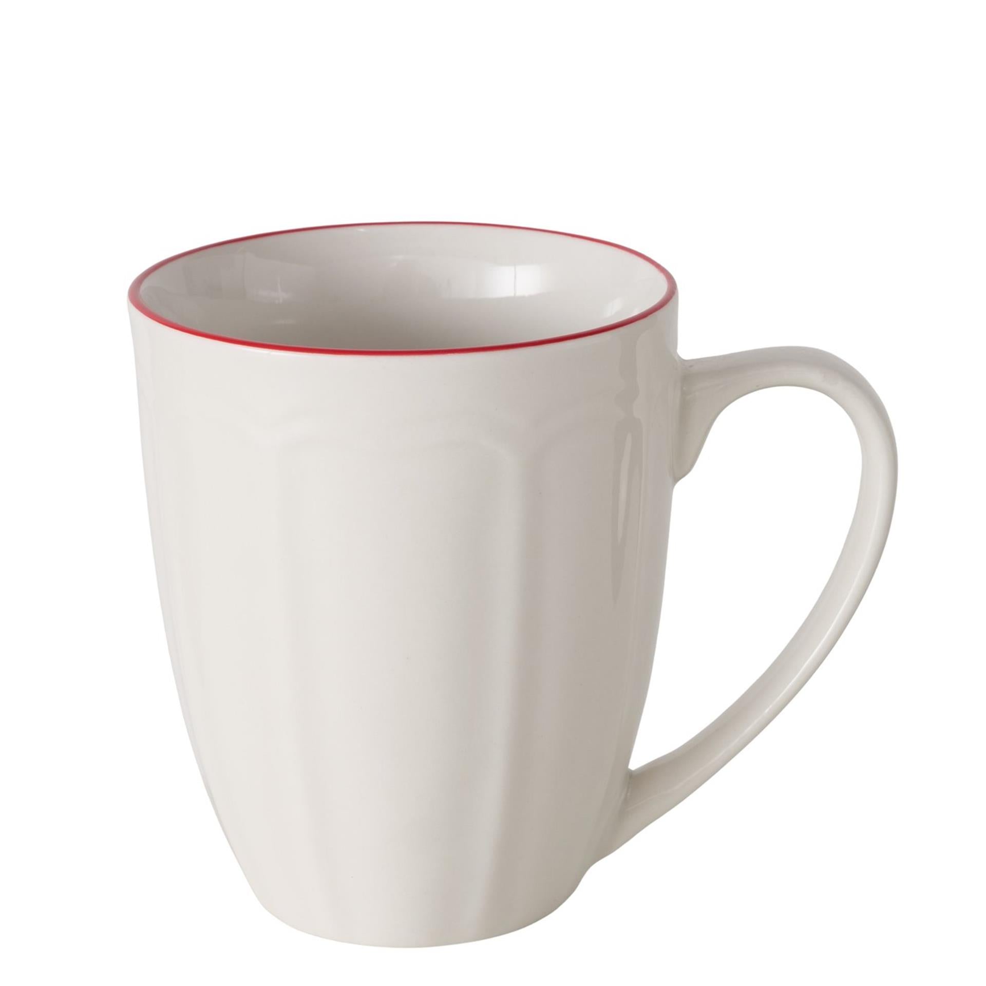 Boltze home mok hedda 330ml ø9xh10,5cm wit met rode rand