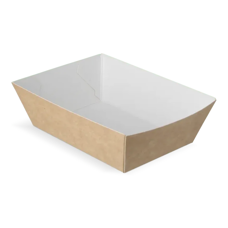 Vassoio per patatine da asporto A7 kraft bianco organico (400 pezzi)