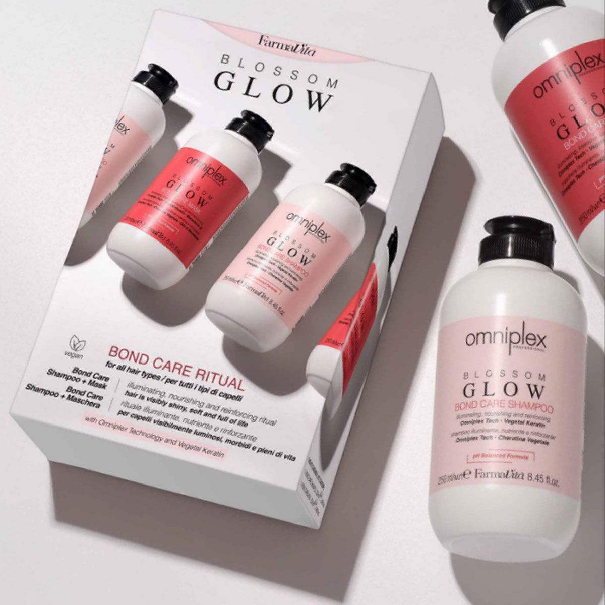 Farmavita Omniplex Blossom Glow Kit rituale di cura bond con shampoo e maschera 250ml