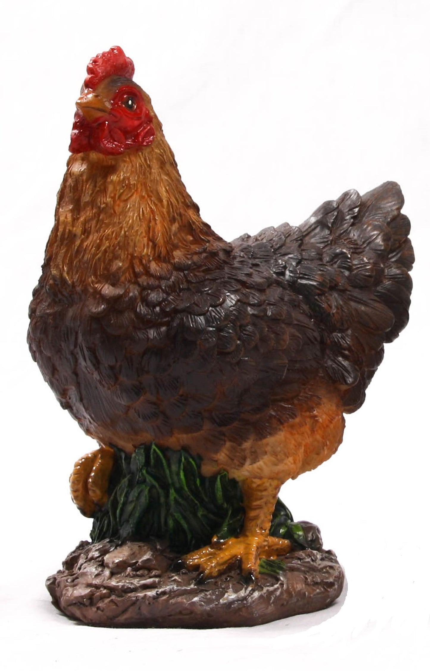 Estatua de jardín animales Farmwood pollo marrón 14x8x17cm