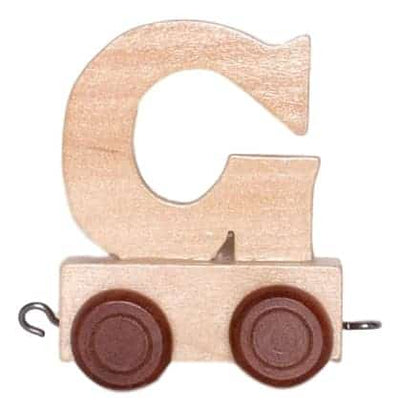 Lettera di legno G con ruote alte 6 cm