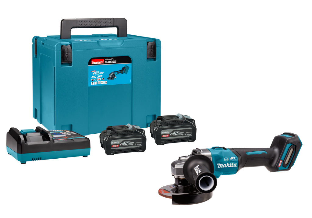 Makita ga005gu201 smerigliatrice angolare a batteria xgt 40v | 125 mm | incl. 2 batterie da 4,0 Ah e caricabatterie rapido - ga005gu201