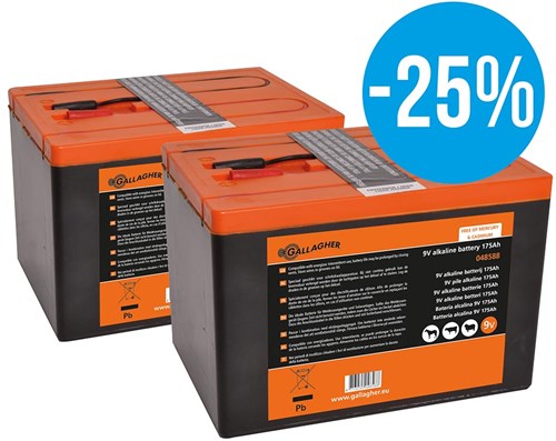 Gallagher duopack alkaline batterij 2x 9v 175ah - 190x125x160mm - 065073 - 065073