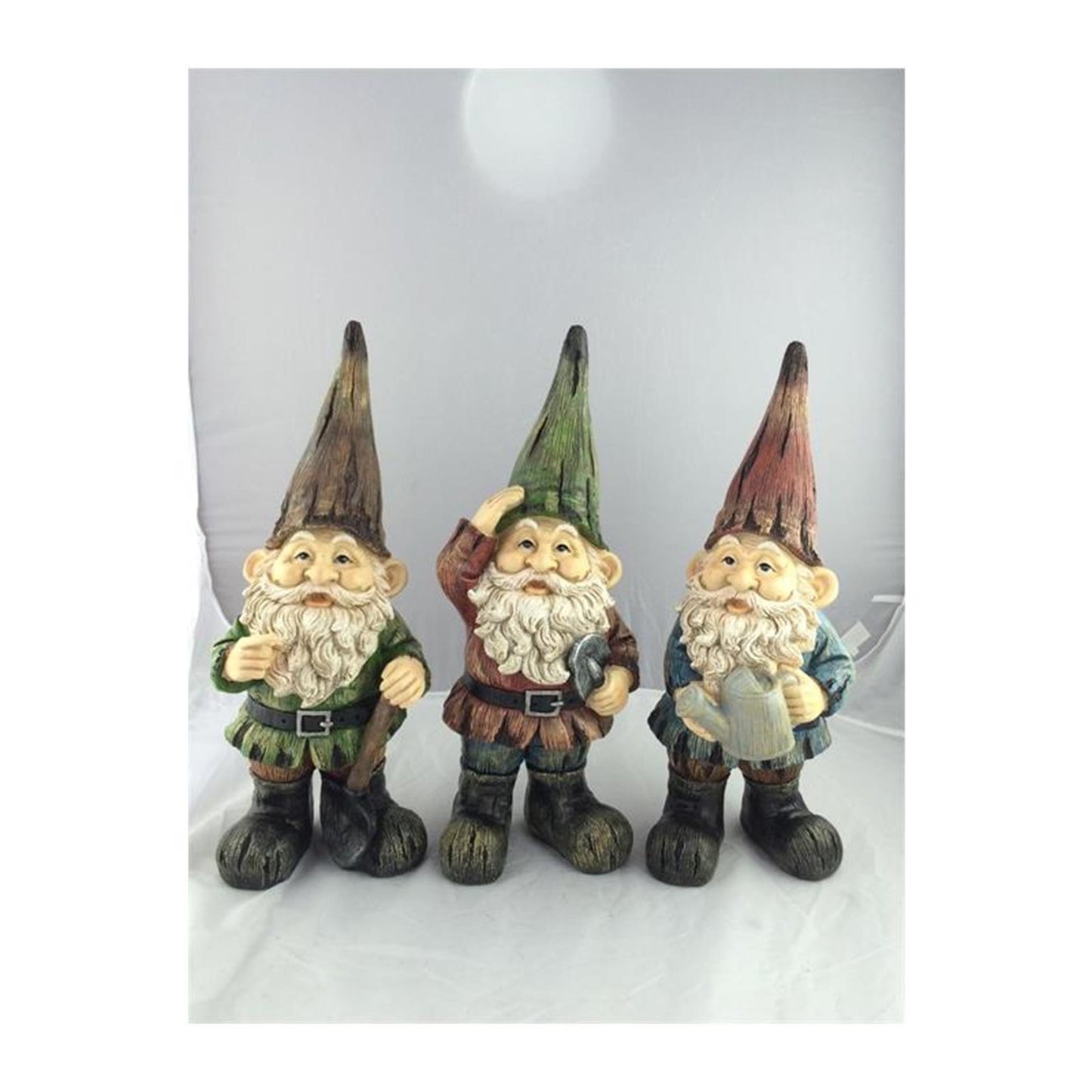 Estatua de jardín de animales de madera de granja gnomo 11x7x24cm juego de 3 piezas