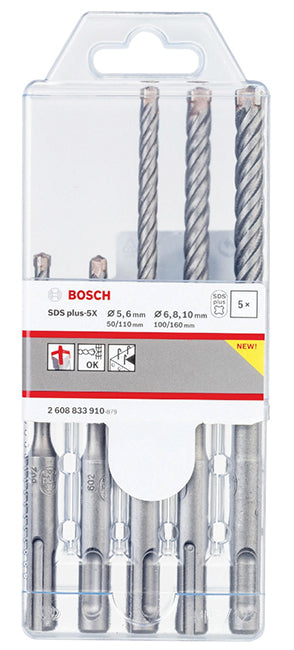Accesorios Bosch pro sds plus-juego de brocas para taladro percutor 5x | 5 6 6 8 10 milímetros | 5 piezas - 2608833910