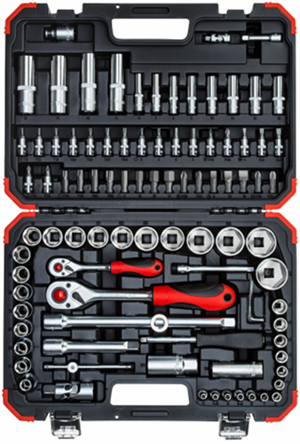 Set di dopslekeke rosso gedore 1 4 + 1 2 pollici d'argento a 94 pezzi