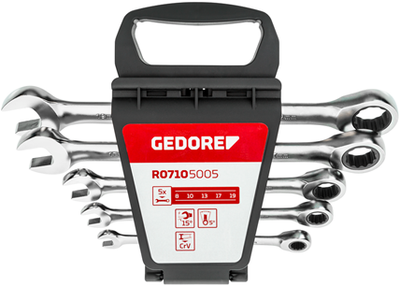 Gedore r07105005 | juego de llaves de trinquete de anillo | longitud 8 - 19 mm | 5 piezas - 3300849