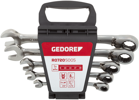Gedore r0720 5005 | set di chiavi a cricchetto ad anello | 8-19 mm | 5 pezzi 3300872