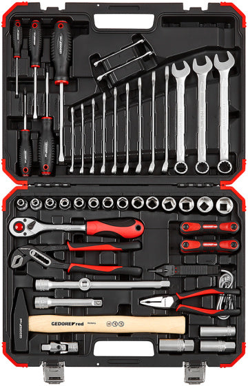 Custodia per utensili rossi GEDORE con strumenti manuali a 61 pezzi