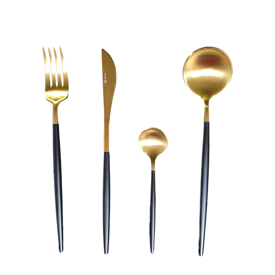 Set di posate Gemeo Serwa nero oro opaco 16 pezzi