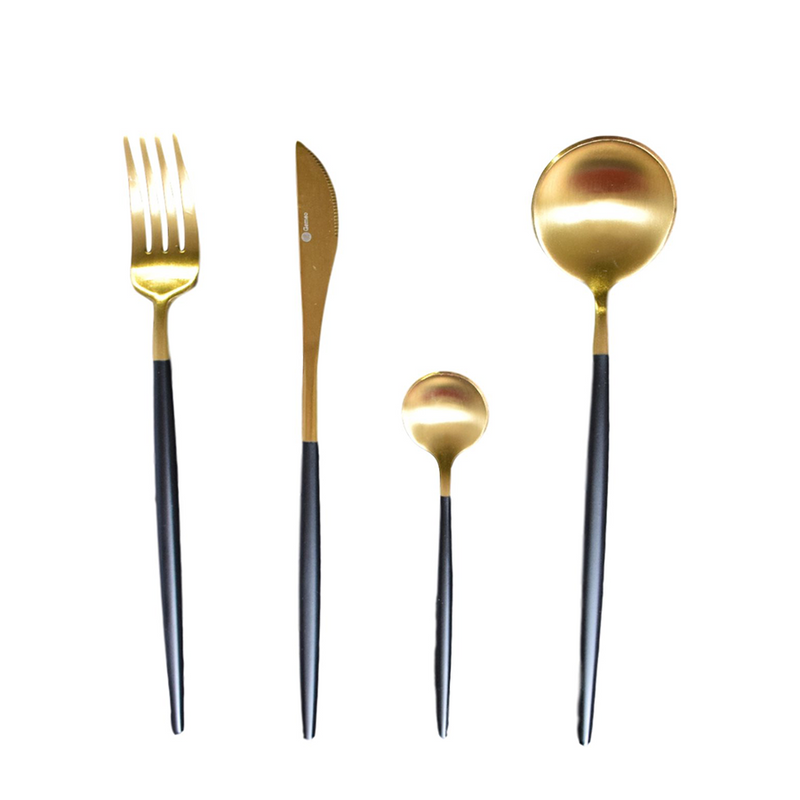 Set di posate Gemeo Serwa nero oro opaco 16 pezzi