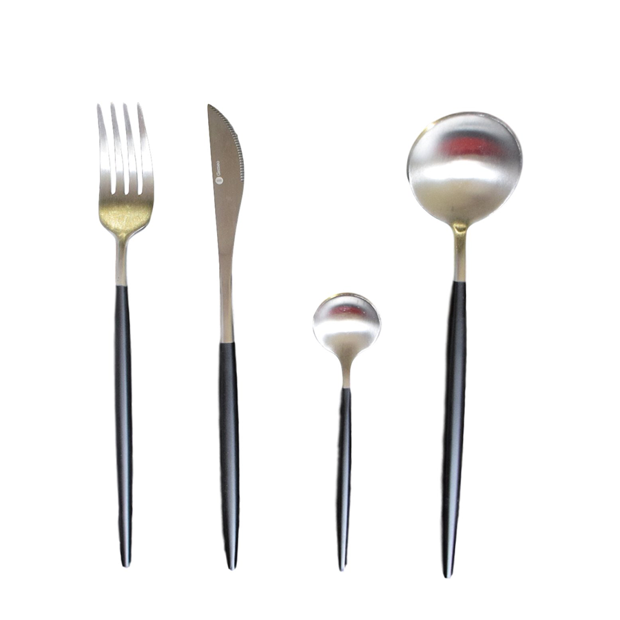 Set di posate Gemeo Serwa nero argento opaco 16 pezzi