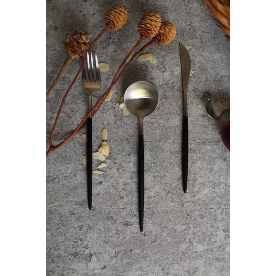 Set di posate Gemeo Serwa nero argento opaco 16 pezzi
