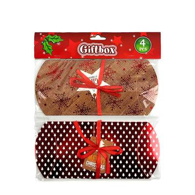 Confezione regalo Natale rosso 18x9cm 4 pezzi