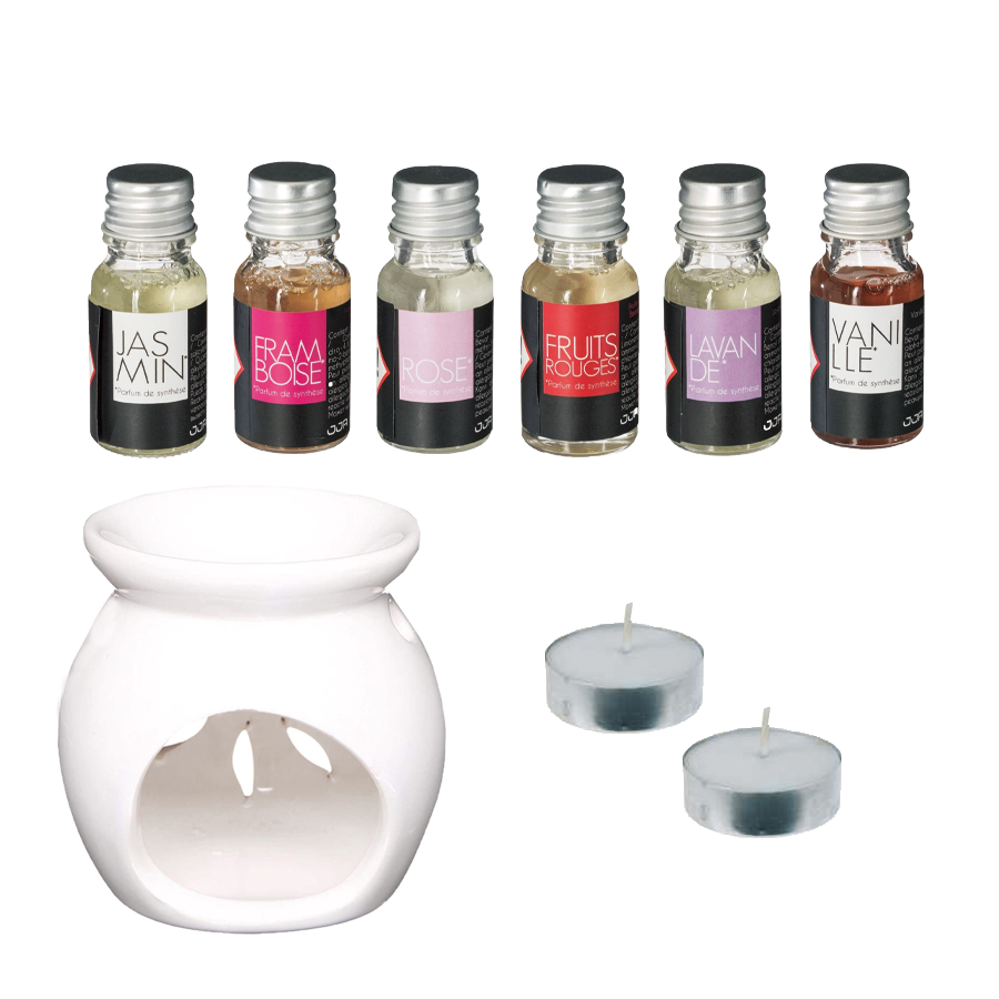 Juego de quemadores de fragancias de 6 aceites aromáticos.