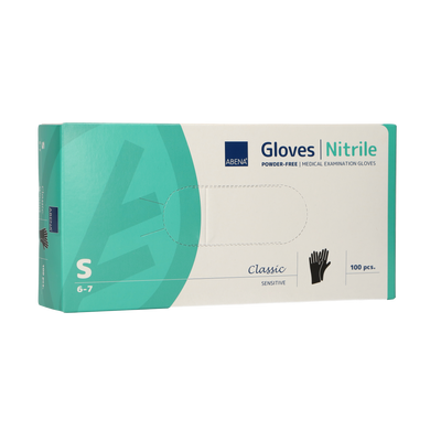 Abena poedervrije nitrile handschoenen maat small 100 stuks zwart
